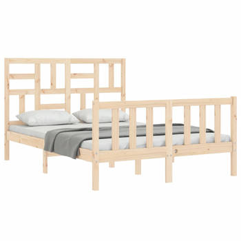 vidaXL Bedframe met hoofdbord massief hout 140x190 cm