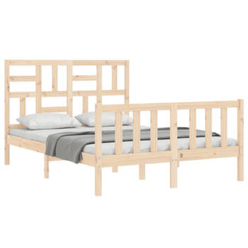 vidaXL Bedframe met hoofdbord massief hout