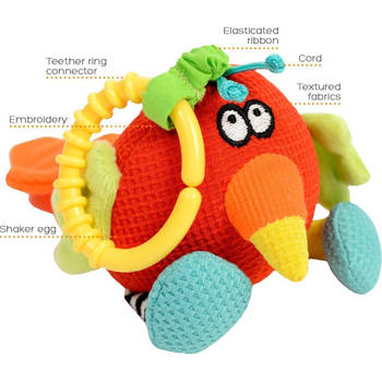 Dolce Toys baby speelgoed Classic papegaai Petra - 19 cm - kraamcadeau meisje / jongen - 0 jaar / 6 maanden