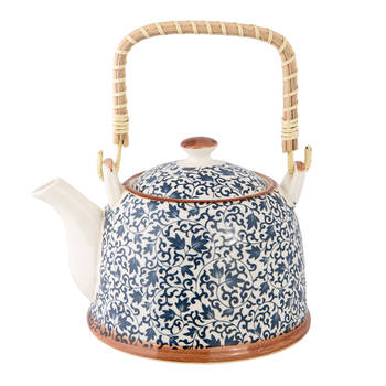 HAES DECO - Chinese Theepot - Porselein - Chinese Bladeren - Theepot 700 ml - Traditioneel Theeservies, Theekan