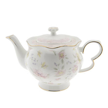 HAES DECO - Theepot - Porselein - Tableware flowers - Theepot 1200 ml - Traditioneel Theeservies, Theekan