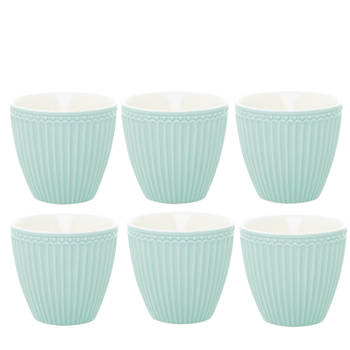 6x GreenGate Latte cup (Beker) Alice Cool mint 9x10 cm (350 ml)