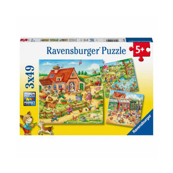 Ravensburger kinderpuzzel Landelijke vakantie - 3 x 49 stukjes
