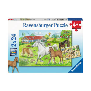 Ravensburger puzzel Op de manege - Twee puzzels - 24 stukjes - kinderpuzzel