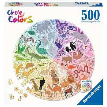 Ravensburger Puzzel 500 stukjes Round puzzle - Circle of colors - Animals