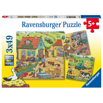 Ravensburger puzzel Boerderij - Drie puzzels - 49 stukjes - kinderpuzzel
