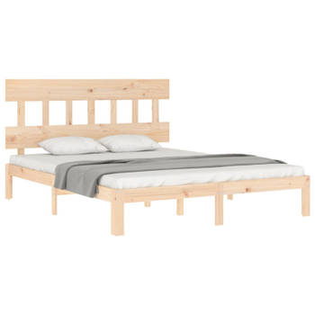 vidaXL Bedframe met hoofdbord massief hout