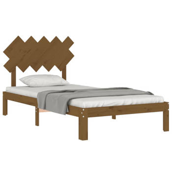 vidaXL Bedframe met hoofdbord massief hout honingbruin 100x200 cm