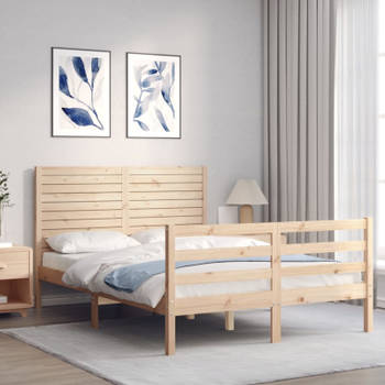 vidaXL Bedframe met hoofdbord massief hout 120x200 cm