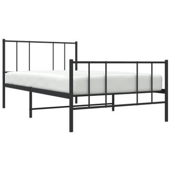 vidaXL Bedframe met hoofd- en voeteneinde metaal zwart 100x190 cm