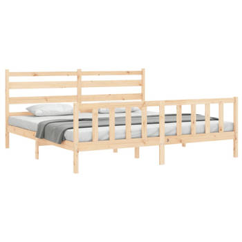 vidaXL Bedframe met hoofdbord massief hout 200x200 cm