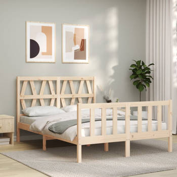 vidaXL Bedframe met hoofdbord massief hout 120x200 cm