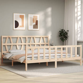 vidaXL Bedframe met hoofdbord massief hout 200x200 cm