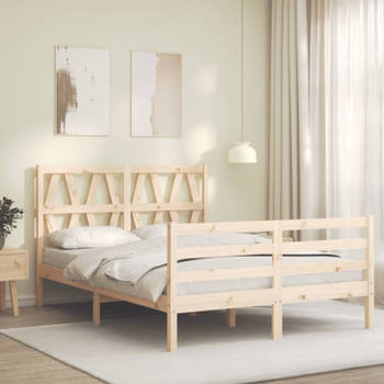 vidaXL Bedframe met hoofdbord massief hout 120x200 cm