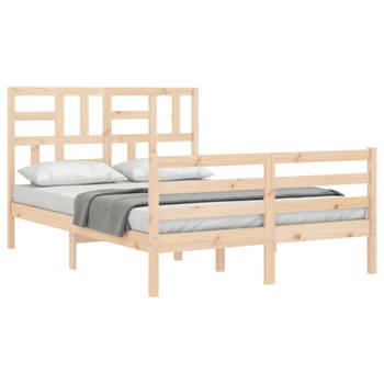 vidaXL Bedframe met hoofdbord massief hout 140x200 cm