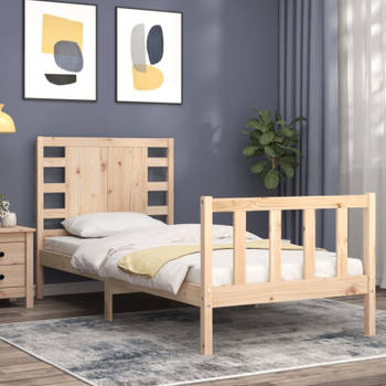 vidaXL Bedframe met hoofdbord massief hout