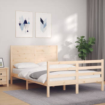 vidaXL Bedframe met hoofdbord massief hout