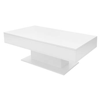 Salontafel 110x60x40 cm Wit incl. 2 opbergvakken onder verschuifbaar blad ML-Design