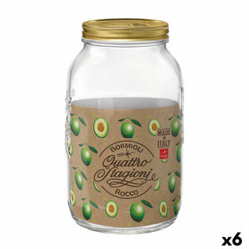 Voedselopslagcontainer Bormioli Rocco Quattro Stagioni Transparant Glas (6 Stuks) (3,8 L)
