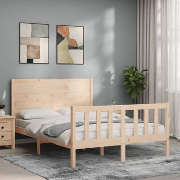 vidaXL Bedframe met hoofdbord massief hout