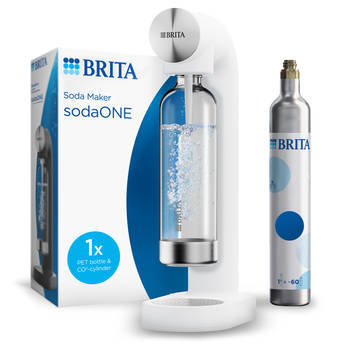 Brita SodaONE Bruiswatertoestel Wit - met 1 CO2-cilinder en 1 Soda fles