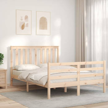 vidaXL Bedframe met hoofdbord massief hout 140x200 cm