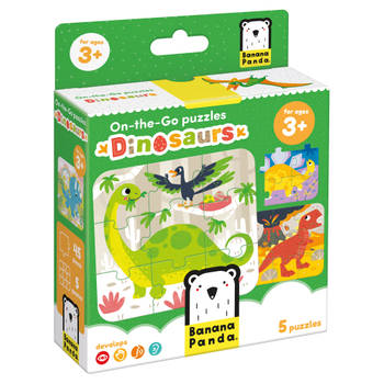 Banana Panda On-the-Go Puzzel dinosaurussen 3+ - VIJF puzzels van 9 stukjes - Leuk dino puzzel speelgoed