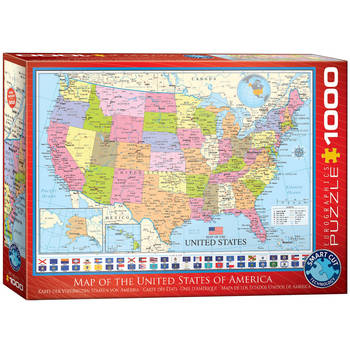 Eurographics puzzel Map of the USA - 1000 stukjes
