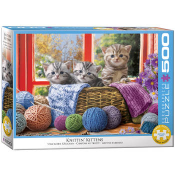 Eurographics puzzel Knittin' Kittens - 500 XL stukjes