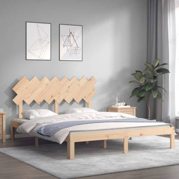 vidaXL Bedframe met hoofdbord massief hout 160x200 cm