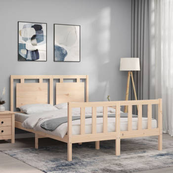 vidaXL Bedframe met hoofdbord massief hout