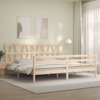 vidaXL Bedframe met hoofdbord massief hout 200x200 cm