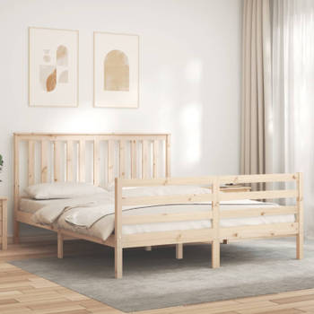 vidaXL Bedframe met hoofdbord massief hout