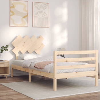 vidaXL Bedframe met hoofdbord massief hout 100x200 cm