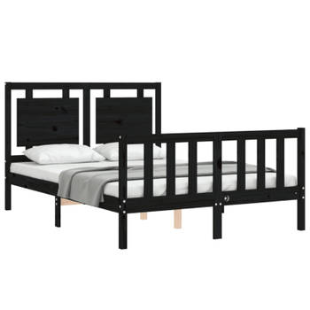 vidaXL Bedframe met hoofdbord massief hout zwart