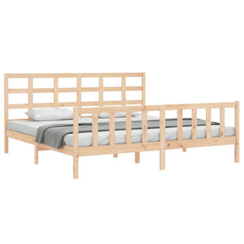 vidaXL Bedframe met hoofdbord massief hout 180x200 cm