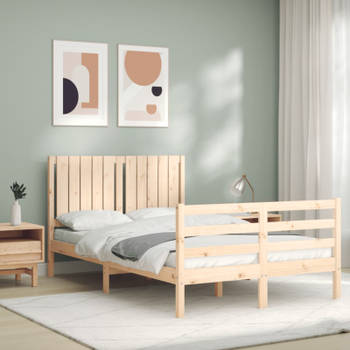 vidaXL Bedframe met hoofdbord massief hout