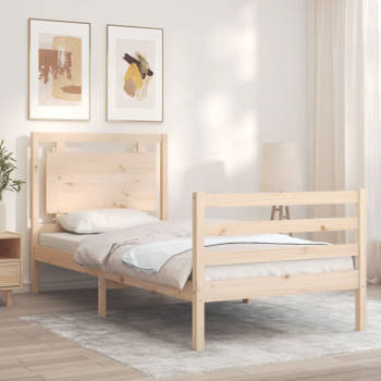 vidaXL Bedframe met hoofdbord massief hout