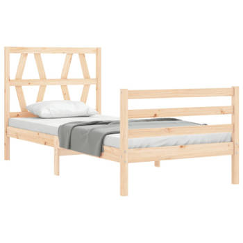 vidaXL Bedframe met hoofdbord massief hout