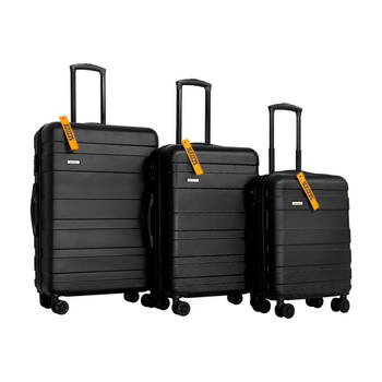 Blokker Zedar K600 Kofferset - Trolleyset 3-delig met TSA slot - handbagage en groot - Zwart aanbieding