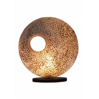 VillaFlor Tafellamp schelp Wangi Gold donut H 45 cm bruin goud