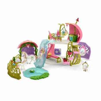 Playset Schleich Glittering flower house with unicorns, lake and stable Paard Plastic