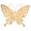 Tuin/schutting decoratie vlinder - goud/zilver - metaal - 39 x 32 cm - Tuinbeelden