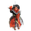 Halloween decoratie heksen pop op bezem - 25 cm - zwart/oranje - Halloween poppen