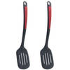 5Five Keukengerei bakspatel/bakspaan - 2x - kunststof - zwart/rood - 34 cm - Bakspanen