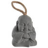 Items Deurstopper Boeddha beeld - 1.2 kilo gewicht - met oppak koord - cement grijs - 12 x 15 cm - Deurstoppers