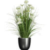 Kunstbloemen boeket wit - in pot grijs - keramiek - H70 cm - Kunstbloemen
