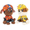 2x stuks Paw Patrol pluche karakters knuffels Rubble en Zuma 15 cm - Knuffeldier