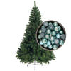 Bellatio Decorations kunst kerstboom 120 cm met kerstballen ijsblauw - Kunstkerstboom