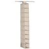 Zeller kast organiser - hangend - 10 vakken - 15 x 30 x 129 cm - beige - Opbergmanden